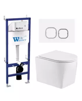 Комплект унитаза WeltWasser Nesenbach с инсталляцией BAMBERG 460 белый, с сиденьем микролифт и клавишей смыва BAMBERG WT белый