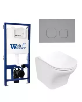 Комплект унитаза WeltWasser Odenbach 004 с инсталляцией BAMBERG 525 белый, с сиденьем микролифт и клавишей смыва BAMBERG CR хром