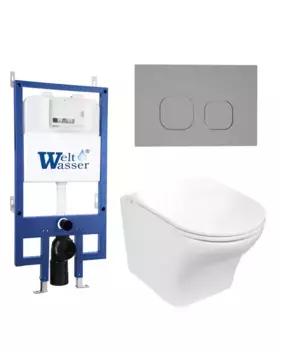Комплект унитаза WeltWasser Odenbach 004 с инсталляцией BAMBERG 545 белый, с сиденьем микролифт и клавишей смыва BAMBERG CR хром