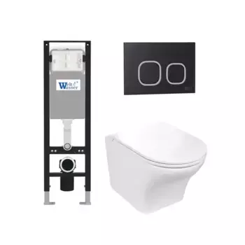 Комплект унитаза WeltWasser Odenbach 004 с инсталляцией AMBERG 350 белый, с сиденьем микролифт и клавишей смыва AMBERG RD-BL черный матовый