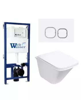 Комплект унитаза WeltWasser Rotbach 004 с инсталляцией BAMBERG 525 белый, с сиденьем микролифт и клавишей смыва BAMBERG WT белый