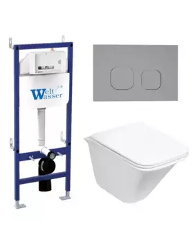 Комплект унитаза WeltWasser Rotbach 004 с инсталляцией BAMBERG 460 белый, с сиденьем микролифт и клавишей смыва BAMBERG CR хром