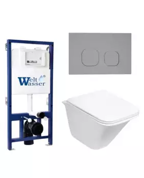 Комплект унитаза WeltWasser Rotbach 004 с инсталляцией BAMBERG 525 белый, с сиденьем микролифт и клавишей смыва BAMBERG CR хром