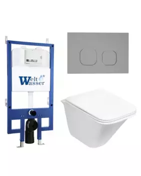 Комплект унитаза WeltWasser Rotbach 004 с инсталляцией BAMBERG 545 белый, с сиденьем микролифт и клавишей смыва BAMBERG CR хром