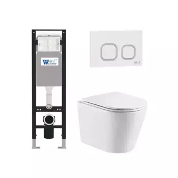 Комплект унитаза WeltWasser Salzbach 043 с инсталляцией AMBERG 350 белый, с сиденьем микролифт и клавишей смыва AMBERG RD-WT белый