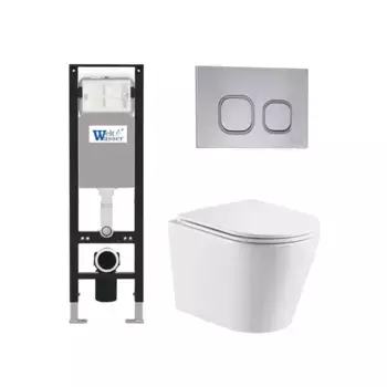 Комплект унитаза WeltWasser Salzbach 043 с инсталляцией AMBERG 350 белый, с сиденьем микролифт и клавишей смыва AMBERG RD-CR хром