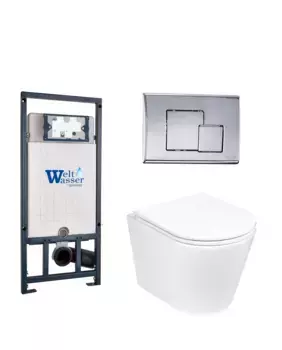 Комплект унитаза WeltWasser Salzbach 043 с инсталляцией MARBERG 507 белый, с сиденьем микролифт и клавишей смыва MAR 507 SE-CR хром