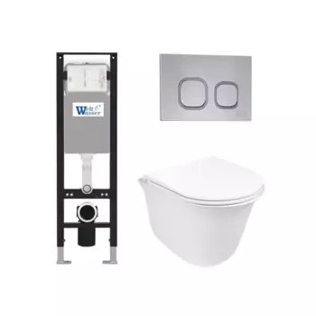 Комплект унитаза WeltWasser Telbach 004 с инсталляцией AMBERG 350 белый, с сиденьем микролифт и клавишей смыва AMBERG RD-CR хром