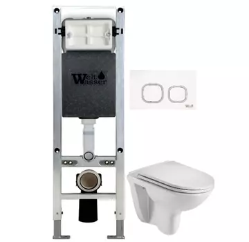 Комплект унитаза WeltWasser Baarbach 004 с инсталляцией AMBERG 350 ST белый, с сиденьем микролифт и клавишей смыва AMBERG RD-WT белый