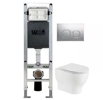 Комплект унитаза WeltWasser Erlenbach 004 с инсталляцией AMBERG 350 ST белый, и клавишей смыва AMBERG RD-CR хром