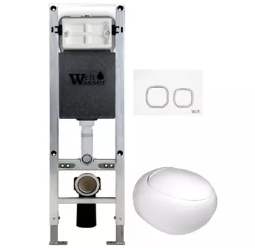 Комплект унитаза WeltWasser Jeckenbach 004 с инсталляцией AMBERG 350 ST белый, с сиденьем микролифт и клавишей смыва AMBERG RD-WT белый