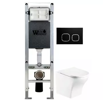 Комплект унитаза WeltWasser Odenbach 004 с инсталляцией AMBERG 350 ST белый, с сиденьем микролифт и клавишей смыва AMBERG RD-BL черный матовый