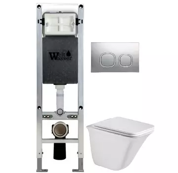 Комплект унитаза WeltWasser Rotbach 004 с инсталляцией AMBERG 350 ST белый, с сиденьем микролифт и клавишей смыва AMBERG RD-MT CR хром матовый