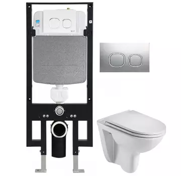 Комплект унитаза WeltWasser Baarbach 004 с инсталляцией AMBERG 497 белый, с сиденьем микролифт и клавишей смыва AMBERG RD-MT CR хром матовый