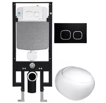 Комплект унитаза WeltWasser Jeckenbach 004 с инсталляцией AMBERG 497 белый, с сиденьем микролифт и клавишей смыва AMBERG RD-BL черный матовый