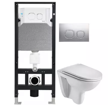 Комплект унитаза WeltWasser Baarbach 004 с инсталляцией AMBERG 506 белый, с сиденьем микролифт и клавишей смыва AMBERG RD-CR хром