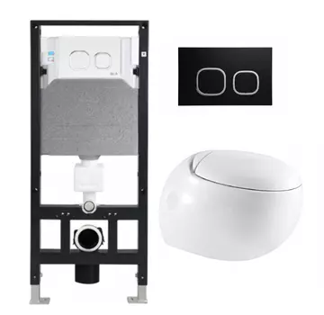 Комплект унитаза WeltWasser Jeckenbach 004 с инсталляцией AMBERG 506 белый, с сиденьем микролифт и клавишей смыва AMBERG RD-BL черный матовый