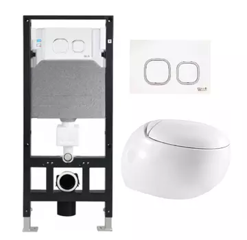 Комплект унитаза WeltWasser Jeckenbach 004 с инсталляцией AMBERG 506 белый, с сиденьем микролифт и клавишей смыва AMBERG RD-WT белый