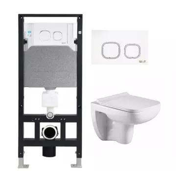 Комплект унитаза WeltWasser Kehlbach 004 с инсталляцией AMBERG 506 белый, с сиденьем микролифт и клавишей смыва AMBERG RD-WT белый