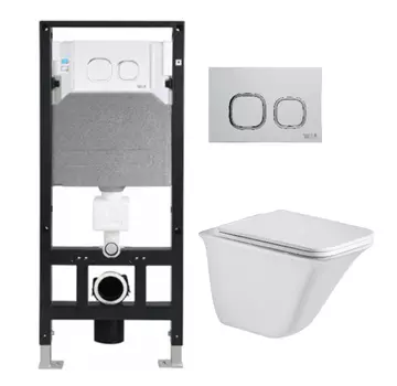 Комплект унитаза WeltWasser Rotbach 004 с инсталляцией AMBERG 506 белый, с сиденьем микролифт и клавишей смыва AMBERG RD-WT белый