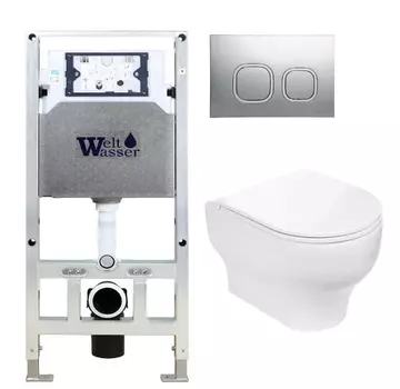 Комплект унитаза WeltWasser Erlenbach 004 с инсталляцией AMBERG 506 ST белый, с сиденьем микролифт и клавишей смыва AMBERG RD-CR хром