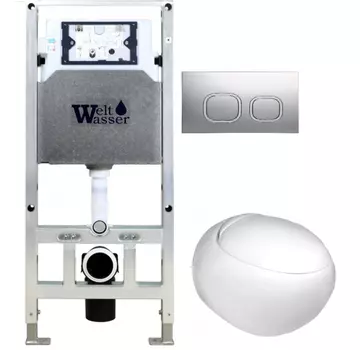 Комплект унитаза WeltWasser Jeckenbach 004 с инсталляцией AMBERG 506 ST белый, с сиденьем микролифт и клавишей смыва AMBERG RD-CR хром