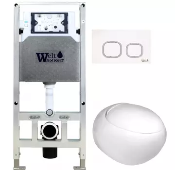 Комплект унитаза WeltWasser Jeckenbach 004 с инсталляцией AMBERG 506 ST белый, с сиденьем микролифт и клавишей смыва AMBERG RD-WT белый