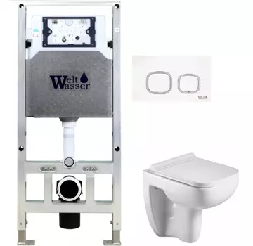 Комплект унитаза WeltWasser Kehlbach 004 с инсталляцией AMBERG 506 ST белый, с сиденьем микролифт и клавишей смыва AMBERG RD-WT белый