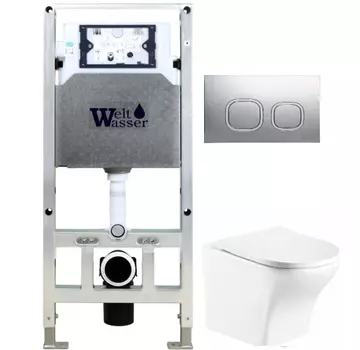 Комплект унитаза WeltWasser Odenbach 004 с инсталляцией AMBERG 506 ST белый, с сиденьем микролифт и клавишей смыва AMBERG RD-CR хром