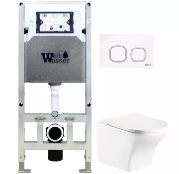 Комплект унитаза WeltWasser Odenbach 004 с инсталляцией AMBERG 506 ST белый, с сиденьем микролифт и клавишей смыва AMBERG RD-WT белый