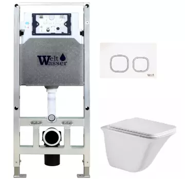 Комплект унитаза WeltWasser Rotbach 004 с инсталляцией AMBERG 506 ST белый, с сиденьем микролифт и клавишей смыва AMBERG RD-WT белый