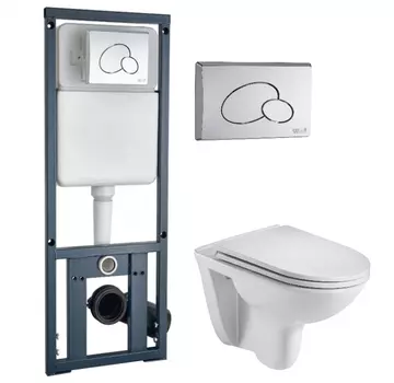 Комплект унитаза WeltWasser Baarbach с инсталляцией MARBERG 410 белый, с сиденьем микролифт и клавишей смыва MAR 410 SE хром