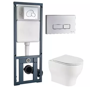 Комплект унитаза WeltWasser Erlenbach 004 с инсталляцией MARBERG 410 белый, с сиденьем микролифт и клавишей смыва MAR 410 SE хром