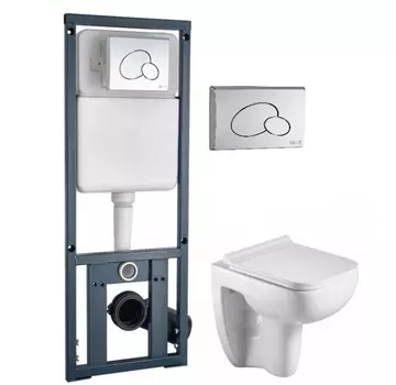 Комплект унитаза WeltWasser Kehlbach 004 с инсталляцией MARBERG 410 белый, с сиденьем микролифт и клавишей смыва MAR 410 RD хром