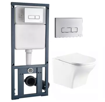 Комплект унитаза WeltWasser Odenbach с инсталляцией MARBERG 410 белый, с сиденьем микролифт и клавишей смыва MAR 410 SE хром