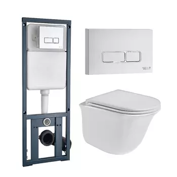 Комплект унитаза WeltWasser Telbach с инсталляцией MARBERG 410 белый, с сиденьем микролифт и клавишей смыва MAR 410 SE GL-WT белый