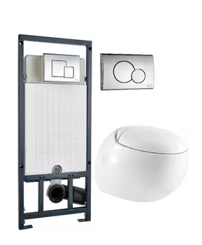 Комплект унитаза WeltWasser Jeckenbach 004 с инсталляцией MARBERG 507 белый, с сиденьем микролифт и клавишей смыва MAR 507 RD хром