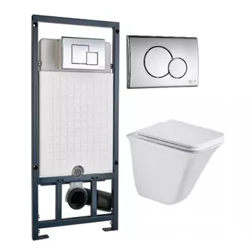 Комплект унитаза WeltWasser Rotbach 004 с инсталляцией MARBERG 507 белый, с сиденьем микролифт и клавишей смыва MAR 507 RD хром