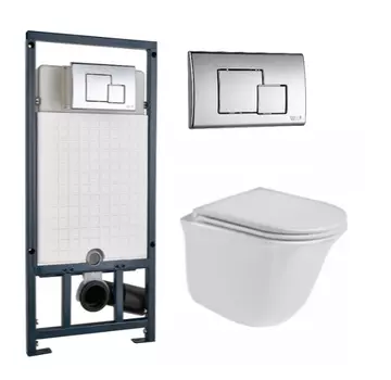 Комплект унитаза WeltWasser Telbach 004 с инсталляцией MARBERG 507 белый, с сиденьем микролифт и клавишей смыва MAR 507 SE хром