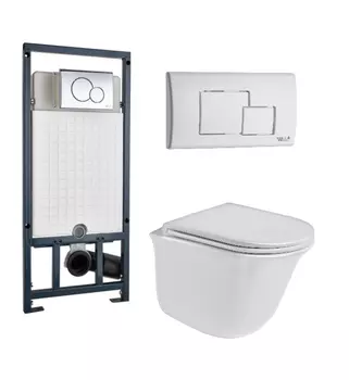 Комплект унитаза WeltWasser Telbach 004 с инсталляцией MARBERG 507 белый, с сиденьем микролифт и клавишей смыва MAR 507 SE GL-WT белый