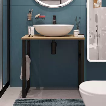 Консоль DIWO Элиста 80 светлое дерево, с раковиной Moduo 55 Leaf