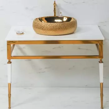 Консоль под раковину Armadi Art Vogue 100 золото - белый