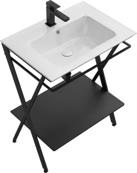 Консоль с раковиной KERAMA MARAZZI Piano Next 65 напольная, черная матовая