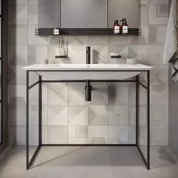 Консоль STWORKI Мосс 105 с раковиной 14105-KL, черный муар