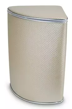 Корзина для белья угловая бежевая (точки) хром большая