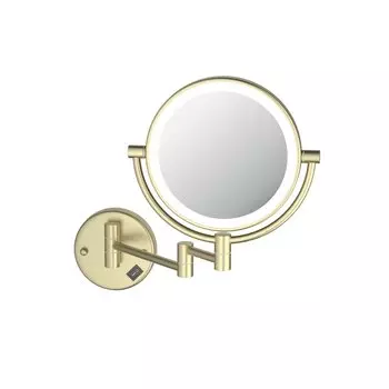Косметическое зеркало AQUATEK AQ4912BG с подсветкой, с диммером, двухстороннее, телескопическое, поворотное, матовое золото, золото