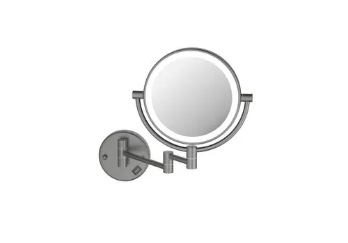 Косметическое зеркало AQUATEK AQ4912BGM с подсветкой, двухстороннее, телескопическое, поворотное, хром