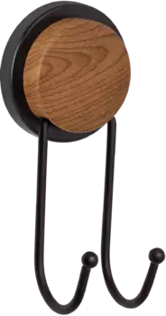 Крючок двойной Fixsen Magic Wood черный, светлое дерево