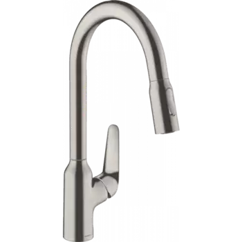 Кухонный смеситель Hansgrohe Focus M42 однорычажный, 220, с вытяжным душем, 2jet, sBox, под сталь 71820800