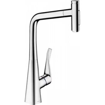 Кухонный смеситель Hansgrohe Metris Select M71 однорычажный, 320, с вытяжным душем, 2jet, sBox, хром 73816000